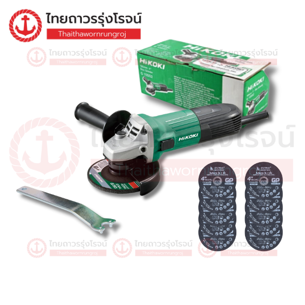 (D.) ชุดโปรโมชั่น HIKOKI เครื่องเจียร์ 4นิ้ว G10SS2 แถมใบตัด SUMO GP 4นิ้ว ใย1ชั้น 10ใบ