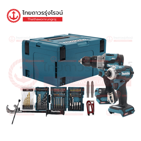 MAKITA COMBOx40v ชุดที่1 HP001G+TD001G+TYPE3 แถมชุดดอกไขควง 43ชิ้น+ชุดดอกสว่าน 27ชิ้น (ไม่รวมแบต+แท่นชาร์จ)