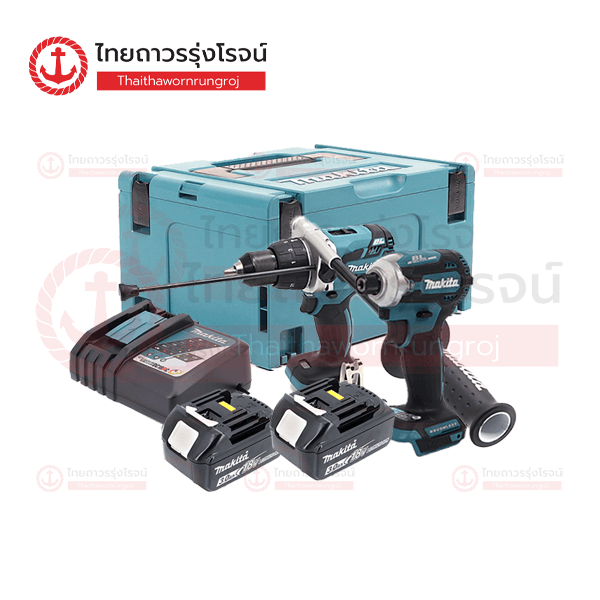 MAKITA COMBO ชุดสว่านไร้สาย 18v DHP481+DTD171 แบต3.0ahx2ก้อน แท่นชาร์จ DC18RCx1ชิ้น กล่องเครื่องมือ TYPE3