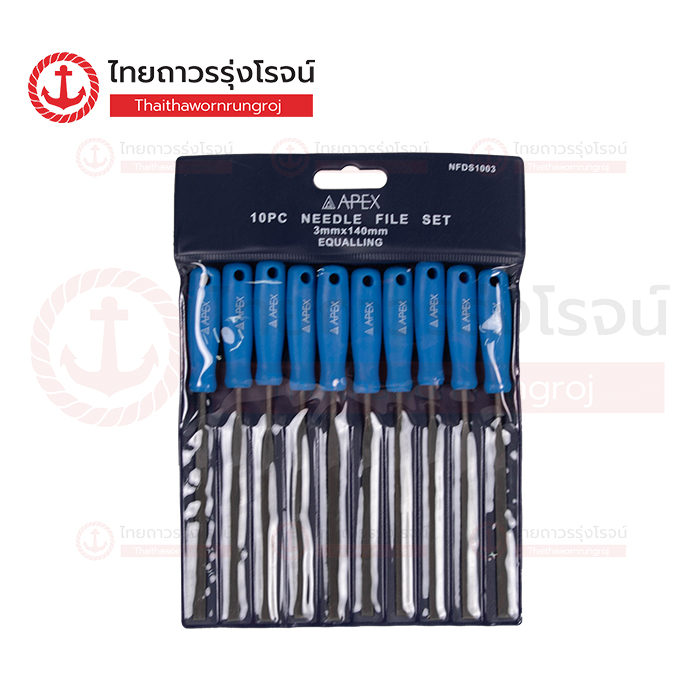 APEX ตะไบ10ตัวชุด พร้อมด้าม 3x140 แบบแบนตัด NFDS1003