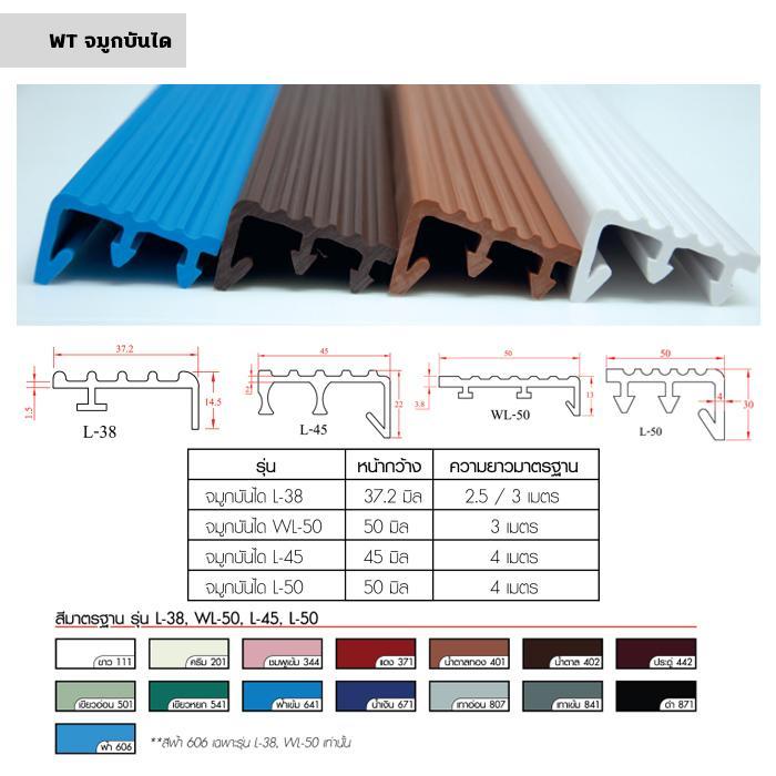 (D) WT จมูกบันไดเล็ก กันราดำL-38 ขาว111(4เมตร)