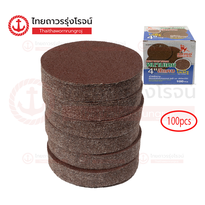 SUMO กระดาษทราย ตีนตุ๊กแก 4นิ้ว ไม่มีรู เบอร์60 (100แผ่น)