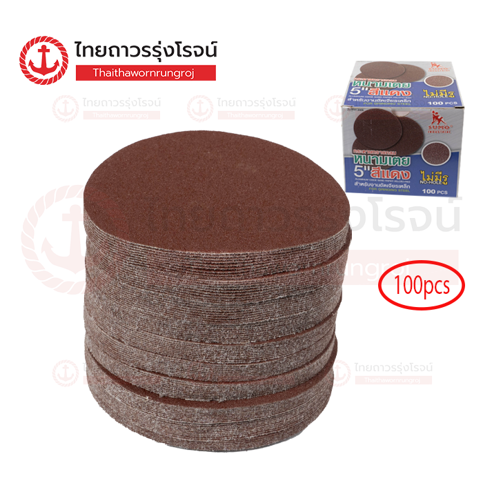 SUMO กระดาษทราย ตีนตุ๊กแก 5นิ้ว ไม่มีรู เบอร์80 (100แผ่น)
