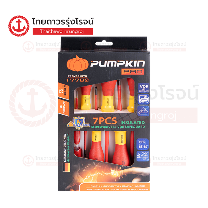 PUMPKIN ไขควงแฉกแบน 7ตัวชุด 17782