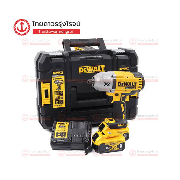 (ยกเลิกขาย) DEWALT บล็อกไร้สาย 1/2 18v C1xB2x5.0ah BLM DCF899HP2-KR (ครบชุด+กล่องพลาสติก)*