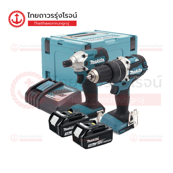 MAKITA COMBO ชุดสว่านไร้สาย 18v DHP484/DTD156 C1xB2x3.0ah DC18RC TYPE3 DLX2417J (ครบชุด+MAKPAC TYPE3)*