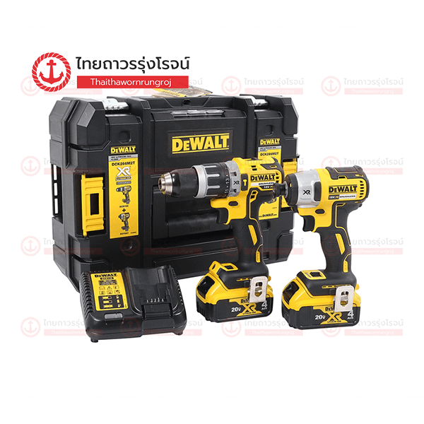 DEWALT COMBO 18v ชุดสว่าน+ไขควงอิมแพค 18v DCD796+DCF887 C1xB2x4.0ah DCB115 DCK266M2T-B1 (ครบชุด+กล่องพลาสติก)*