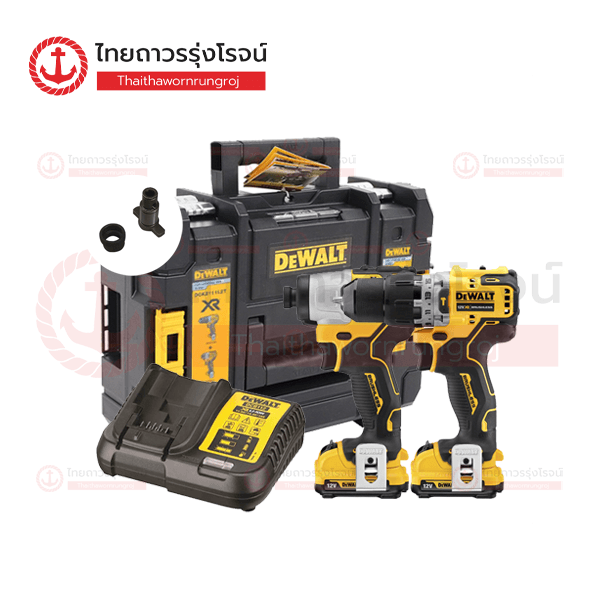 DEWALT COMBO 12v ชุดสว่าน+ไขควงอิมแพค 12v DCD706+DCF801 C1xB2x3.0ah DCB112 DCK2111L2TSP-QW (ครบชุด+กล่องพลาสติก)*