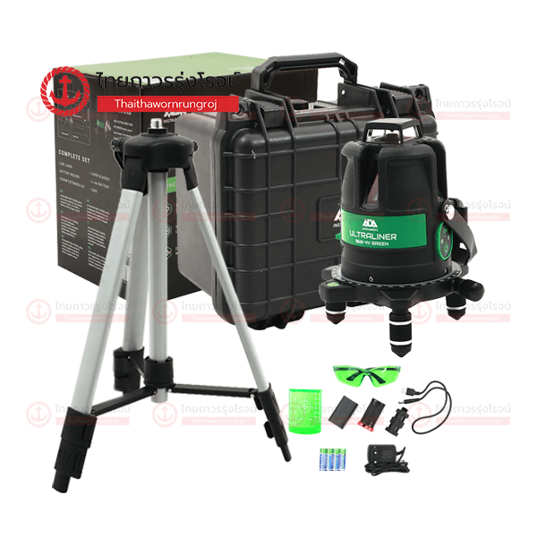 (D) ADA เลเซอร์วัดระดับ แบบเหลี่ยม พร้อมขาตั้ง 12เส้น 360องศา 3แกน แสงสีเขียว CUBE 3-360 Prof Edition GREEN