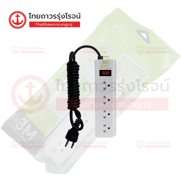 DATA ปลั๊กคอม 4ช่อง 1สวิตช์ 3เมตร มอก. สีขาว SK415