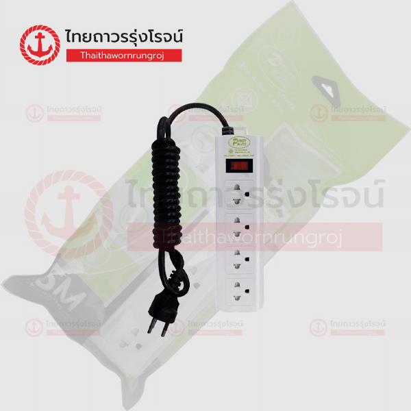 DATA ปลั๊กคอม 4ช่อง 1สวิตช์ 5เมตร มอก. สีขาว SK415