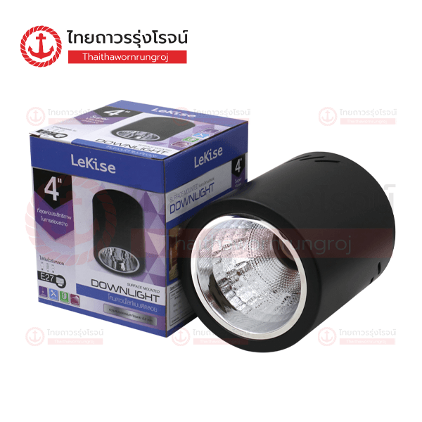 (D.) LEKISE โคมดาวไลท์ แบบติดลอย 4นิ้ว ทรงกลม สีดำ 3010005