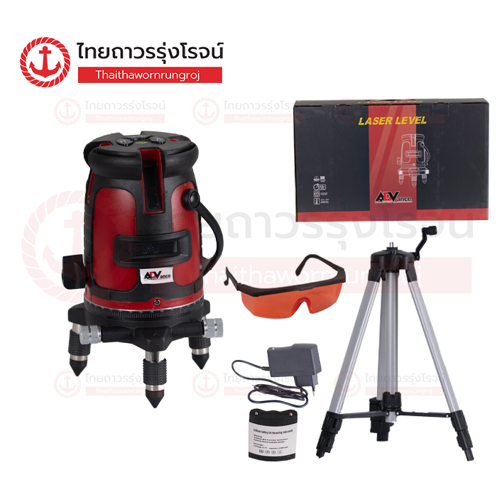 ADV เลเซอร์วัดระดับ แบบกลม พร้อมขาตั้ง 5เส้น 1แกน แสงสีแดง BR 660nm 150mw 5beams