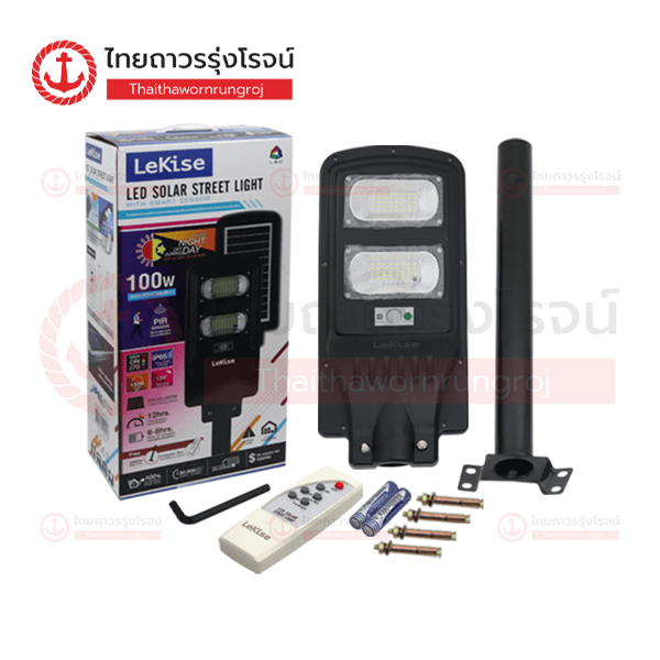 LEKISE โคมไฟถนน LED SOLAR STREET LIGHT แบบโซล่าเซลล์ 100w 2090098