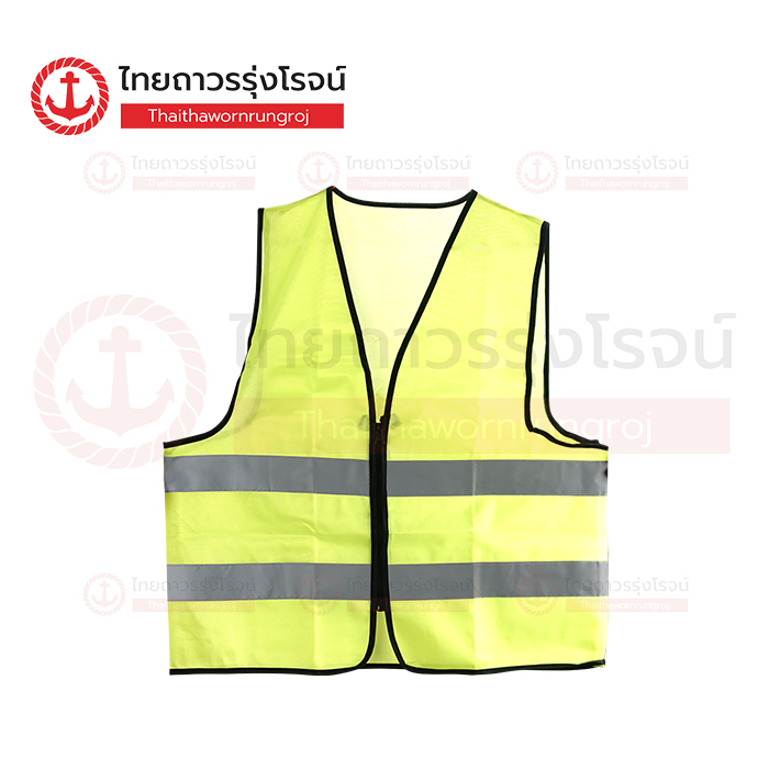 FRIENDLY เสื้อเซฟตี้สะท้อนแสง แบบทึบ 2แถบ สีเขียว แถบสะท้อนแสงสีขาว ZKV014 (FREE SIZE)