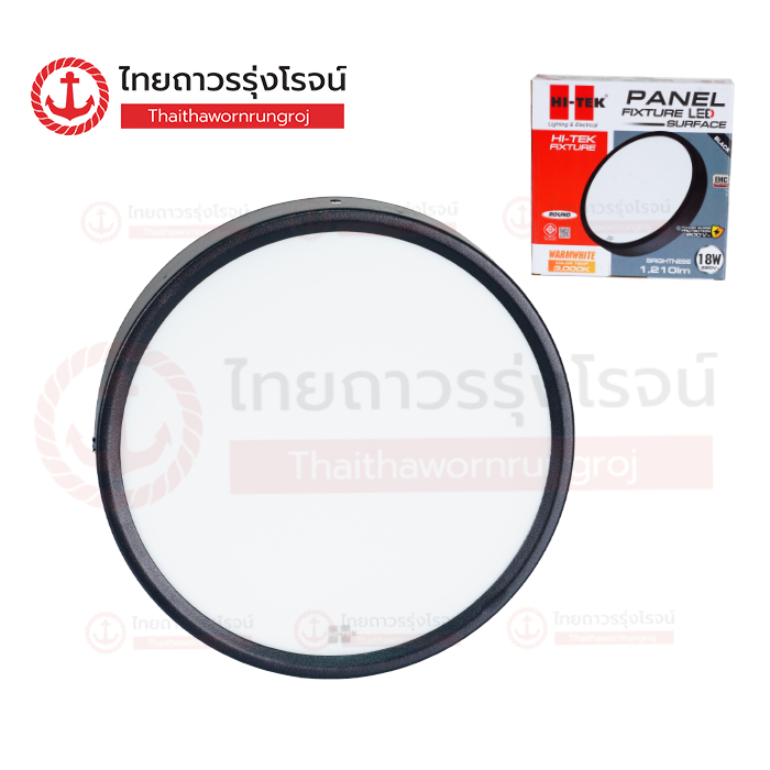 HI-TEK โคมพาเนล LED กลมแบบติดลอย สีดำ 18w วอร์มไวท์ HFLEPS18WB