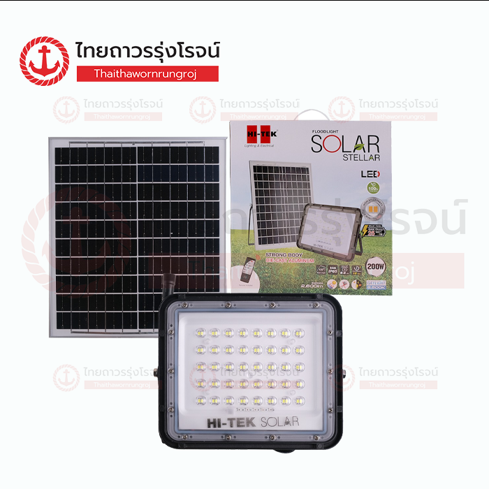 HI-TEK โคมฟลัดไลท์ โซล่า LED 200w สีเทา เดย์ไลท์ HFSF00200D