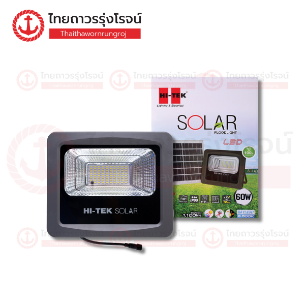 HI-TEK โคมฟลัดไลท์ โซล่า LED 60w สีเทา เดย์ไลท์ HFSF00060D