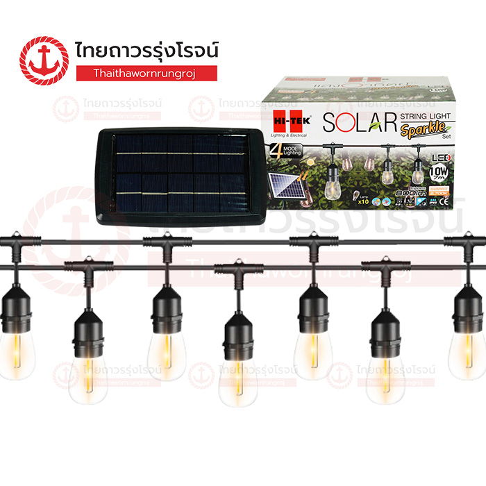 (D) HI-TEK โคมไฟราวโซล่า LED ครบชุด รุ่นสปาร์คเคิล (10หลอด) 7เมตร HFSSK00107