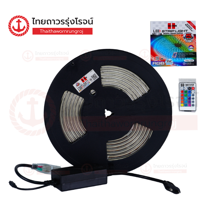 HI-TEK ไฟเส้น LED ริบบิ้น 5050/60LED 220V 5เมตร มีรีโมท RGB HERBL25RGB