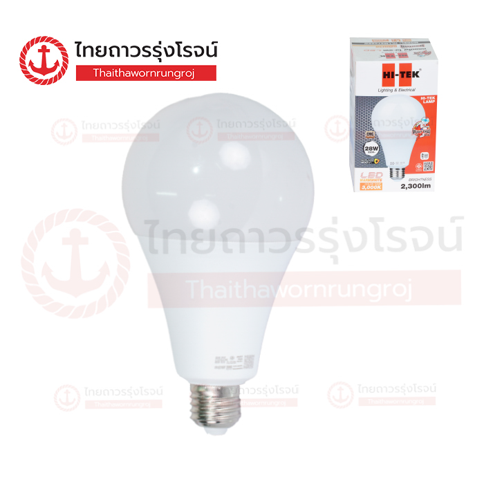 (D) HI-TEK หลอดไฟ LED E27 มวยไทย Series 28w วอร์มไวท์ HLLM27028W