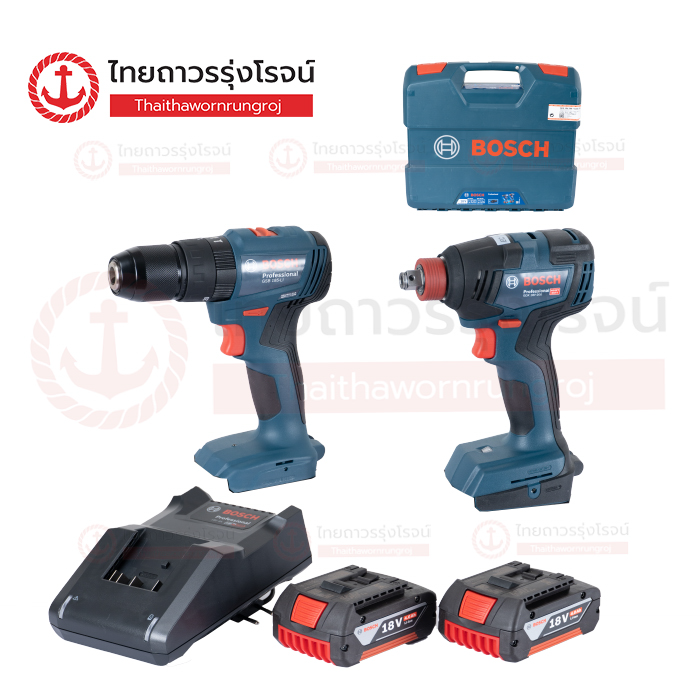 BOSCH COMBO 18v ชุดสว่าน+ไขควง 18v GSB185LI+GDX18V-200 C1xB2 06019J22K1
