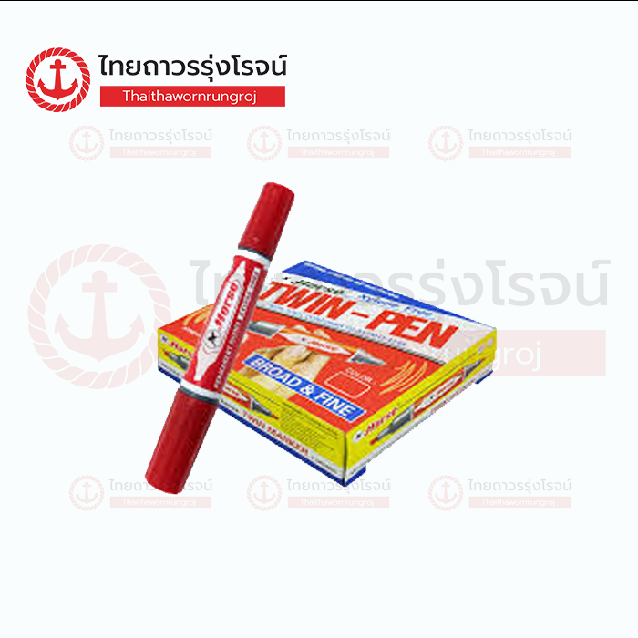 HORSE ปากกาเคมี2หัว สีแดง
