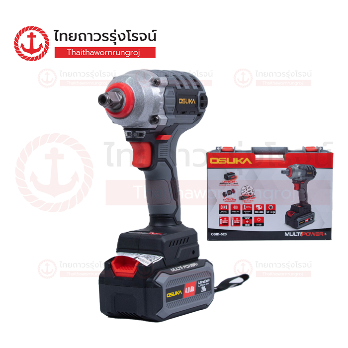 OSUKA บล็อคไร้สาย 1/2นิ้ว(12mm) 20v C1xB2x4.0ah 420nm BLM OSID-520 AOSK0091 (ครบชุด+กล่องพลาสติก)*